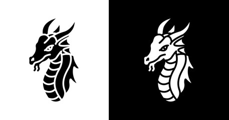 black and white illustration of a dragon icon