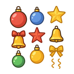クリスマスオーナメントとアイコンセット｜Christmas Ornaments and Icons Set