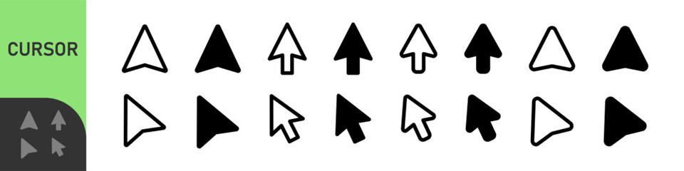 Computer mouse click cursor isolated on transparent. Cursors icons click set. Cursor set in hand, arrow and mouse forms, hand pointer