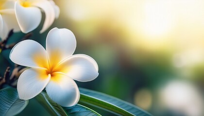 Fototapeta premium frangipani flower close up blur and soft background
