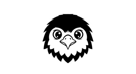 Obraz premium Black and white cartoon eagle head icon flat illustration