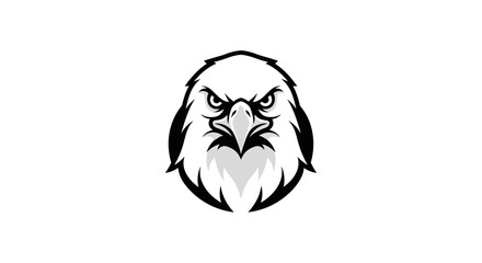 Black and white eagle head facing forward flat illustration