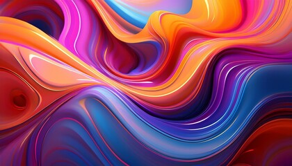 3d render colorful abstract fluid shapes smooth flowing lines vibrant orange blue pink