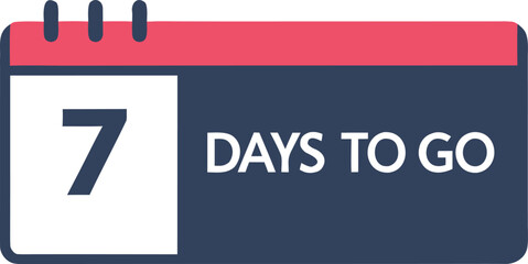 Calendar Style Graphic with Number 7 and Days to Go Text 7 days to go countdown