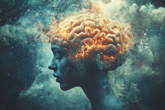 Exploding brain, conceptual image Mental health, stress