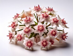 a bunch of delicate hoya flowers on a white background close up elegant flowers pure