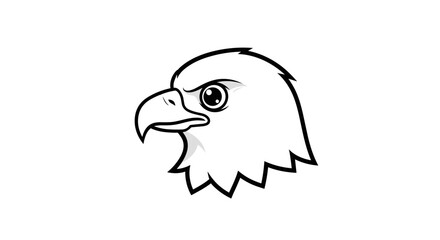 Obraz premium Cartoon eagle head profile black and white flat illustration