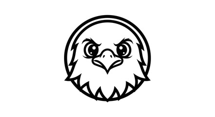 Obraz premium Line art eagle head mascot logo in a circular frame flat illustration