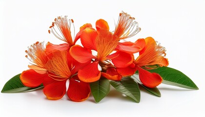 flame tree flower isolated on the white background