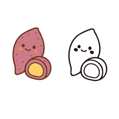 Cute sweet potato bread character illustration