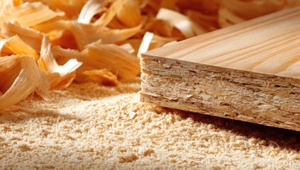 Close-up view of a wood fiberboard panel.