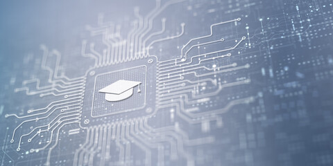 E-Learning Enhancing Education Through Digital Platforms Illustrated on a Processor.