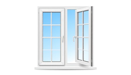 White window open to a clear blue sky