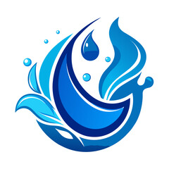 Abstract blue water wave and droplet logo design