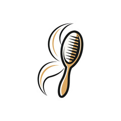 Stylized hairbrush with flowing strands of hair