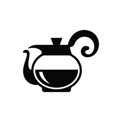 Simple black silhouette of a coffee pot with a handle
