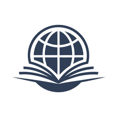 Open book with globe symbol representing global education and knowledge
