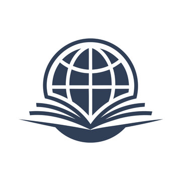 Open book with globe symbol representing global education and knowledge