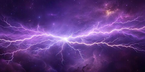 Vibrant purple lightning storm in a cosmic nebula background