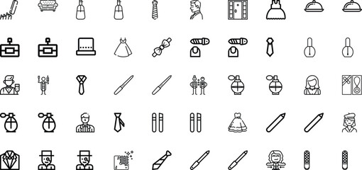 Fototapeta premium Collection of Icons Representing Fashion, Beauty, and Formal Attire