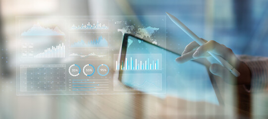 Advanced Financial Data Visualization and Market Analytics on a Digital Tablet Interface.