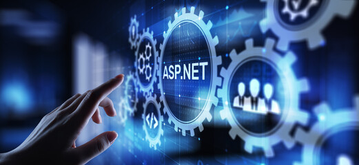 ASP.NET Development programming language concept on virtual screen.