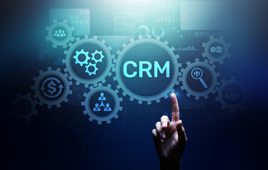 CRM - Customer relationship management automation system software. Business and technology concept.