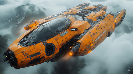 Studio capture of heavily-armored floating suit designed to survive environmental collapse detailed materials and colors 