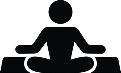 Black silhouette icon of a person meditating on a mat yoga