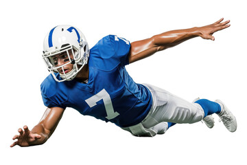 American Football Player Diving to Make a Touchdown or Catch
