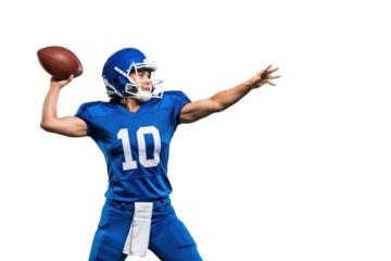 Female American Football Quarterback Throwing a Pass