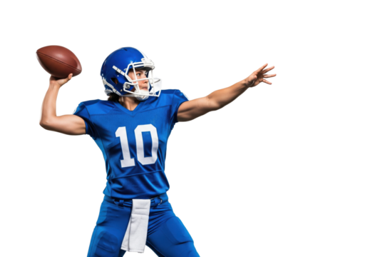 Female American Football Quarterback Throwing a Pass