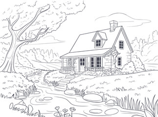 Charming Stone Cottage With Porch And Stream house home