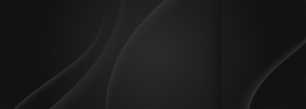 3D black geometric abstract background overlap layer on dark space with waves shape decoration. Minimalist modern graphic design element cutout style concept for banner, flyer, card, or brochure cover