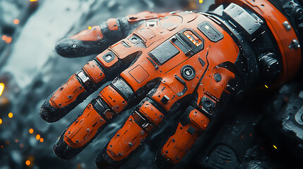Emergency-ready floating armor with reinforced gloves and boots clean space detailed capture sharp edges 