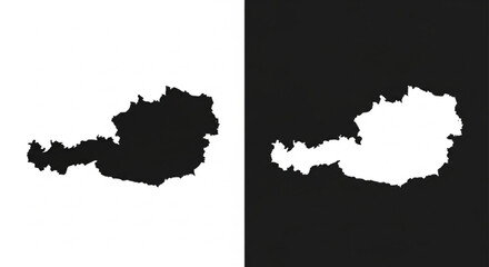 Modern Austria map icons with clean black and white contrast