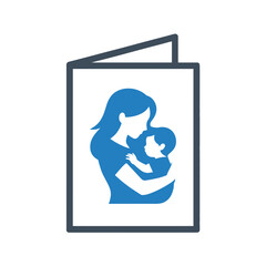 Mother holding baby card concept of motherhood, love, care, and family bond greeting card for mothers day