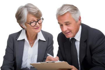 senior couple holding a document