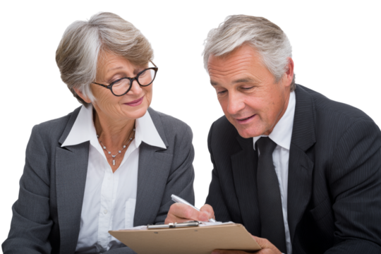 senior couple holding a document