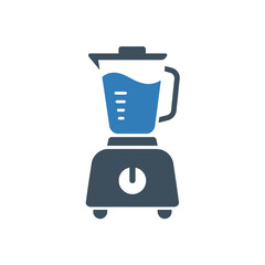 Blue blender with water is a kitchen appliance used for mixing, pureeing, or emulsifying food