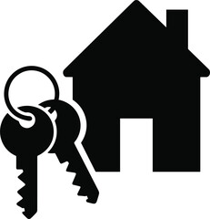 House Icon With Two Keys On A Ring On White Background home real estate