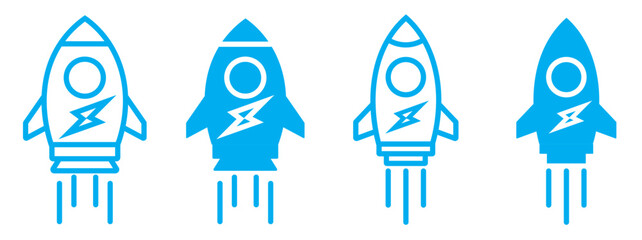 Startup icon graphic set. trendy stroke line.   icon concept. graphic design. rocket icon on white background. Editable stroke