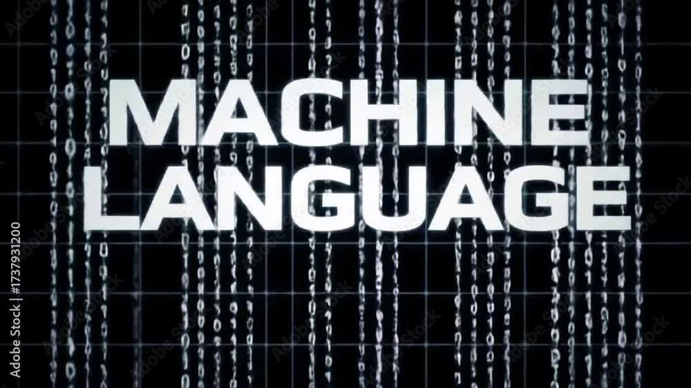 Wall mural dynamic digital world with machine language text and falling binary code