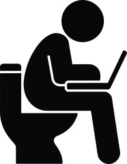 Person using laptop on toilet in silhouette bathroom computer