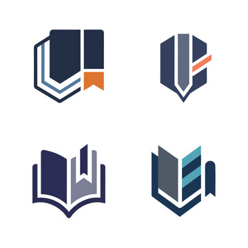 Modern abstract geometric book logos set
