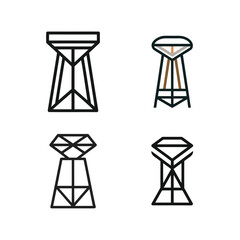 Naklejka premium Geometric diamond shaped stool icons abstract line art