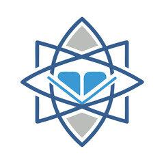 Geometric abstract symbol with open book and stars