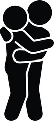 Two People Hugging Icon Black Silhouette Keywords: two, people, hugging, icon, silhouette