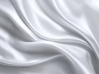 Obraz premium White silk wave flowing on seamless background, abstract smooth fabric texture, minimal design