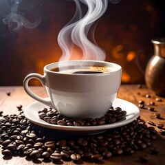 Hot coffee steaming